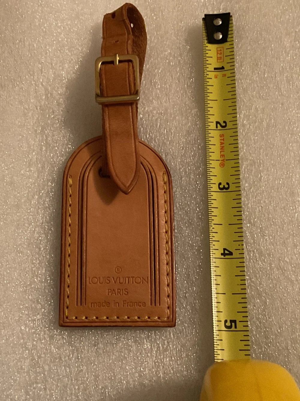 Louis Vuitton Vintage Small Vachetta Leather Luggage Tag w/ Strap Made in France